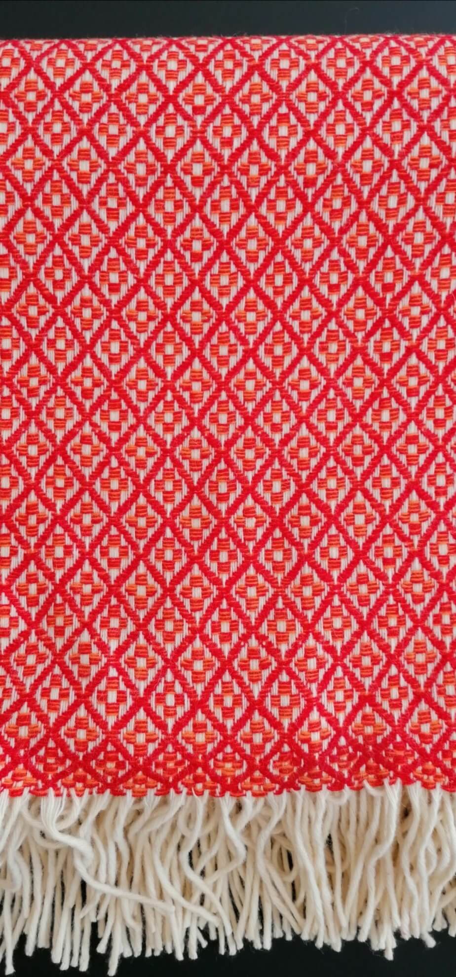 Pure wool blanket - red flower pattern