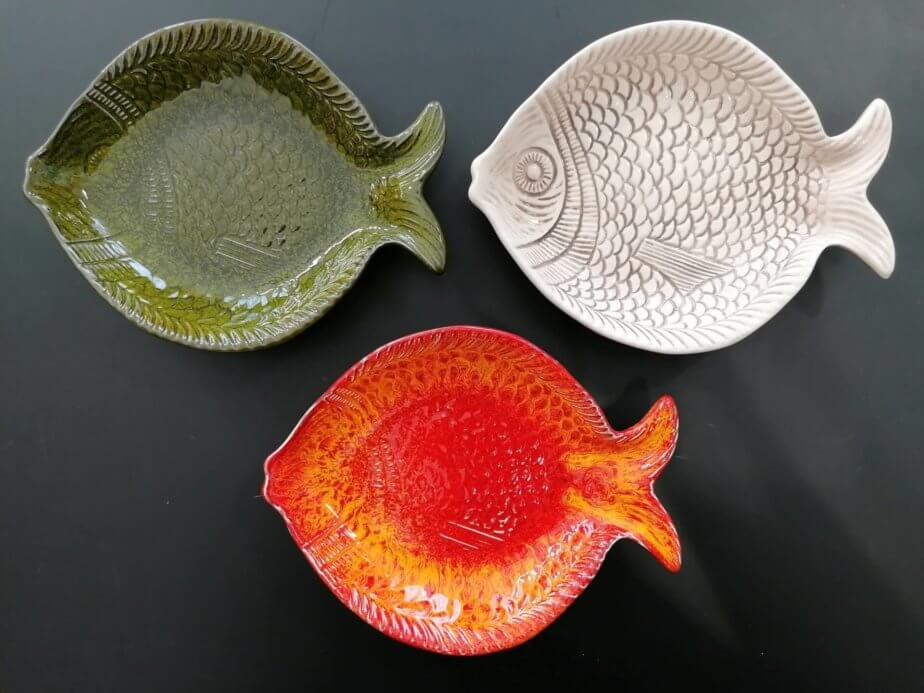 Ceramic Fish Plates - medium size set with 3 colors