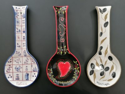 3 Spoon Holders (Ceramic with Portuguese Patterns)