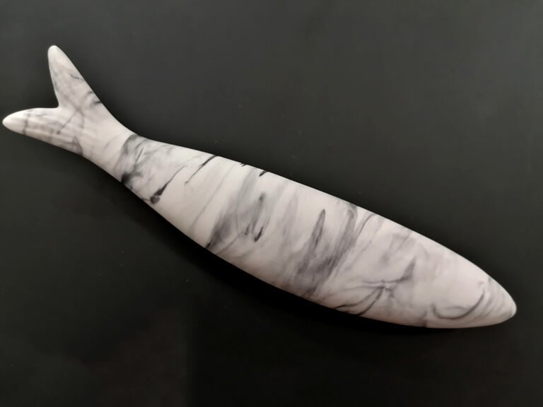 Sardinha de cerâmica - n14 - branco cinza