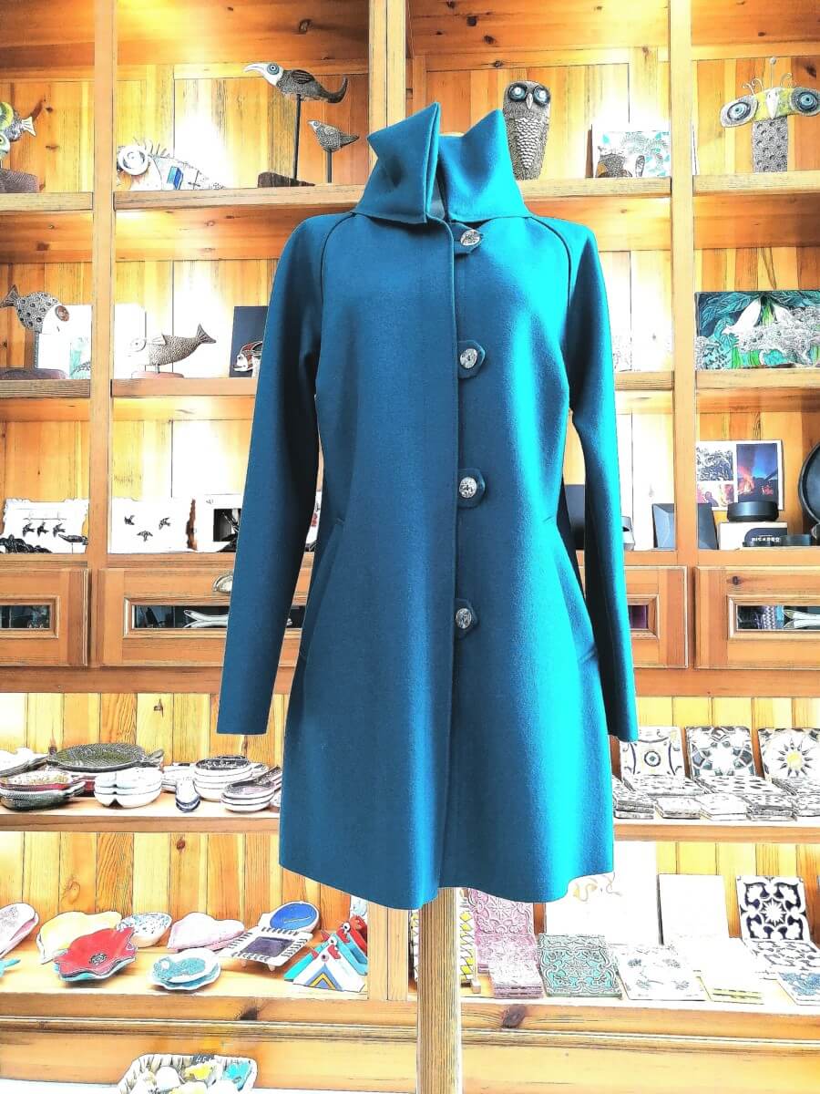 Burel coat with collar - blue