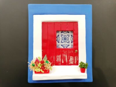 Miniature ceramic red door #4