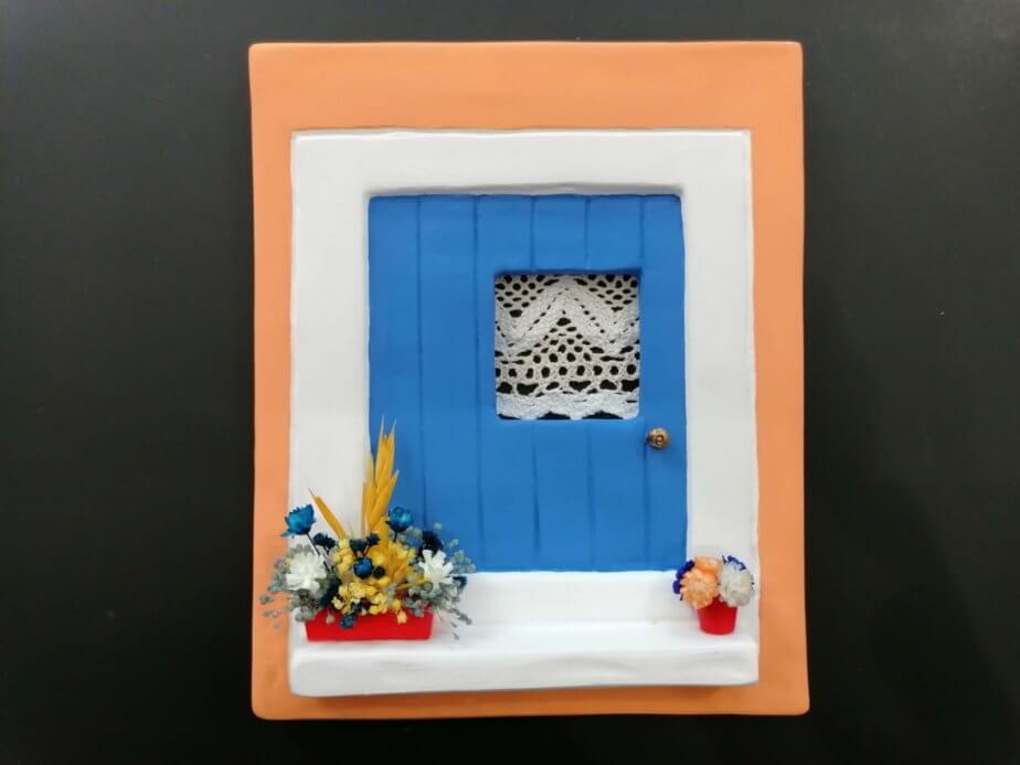 Miniature ceramic blue door  #5