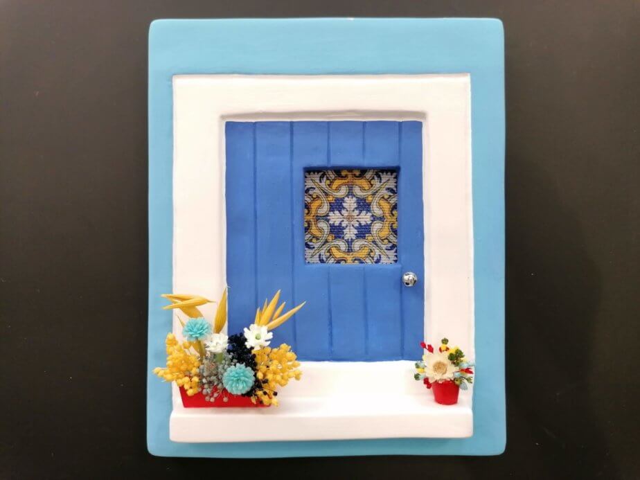 Miniature ceramic blue door #6