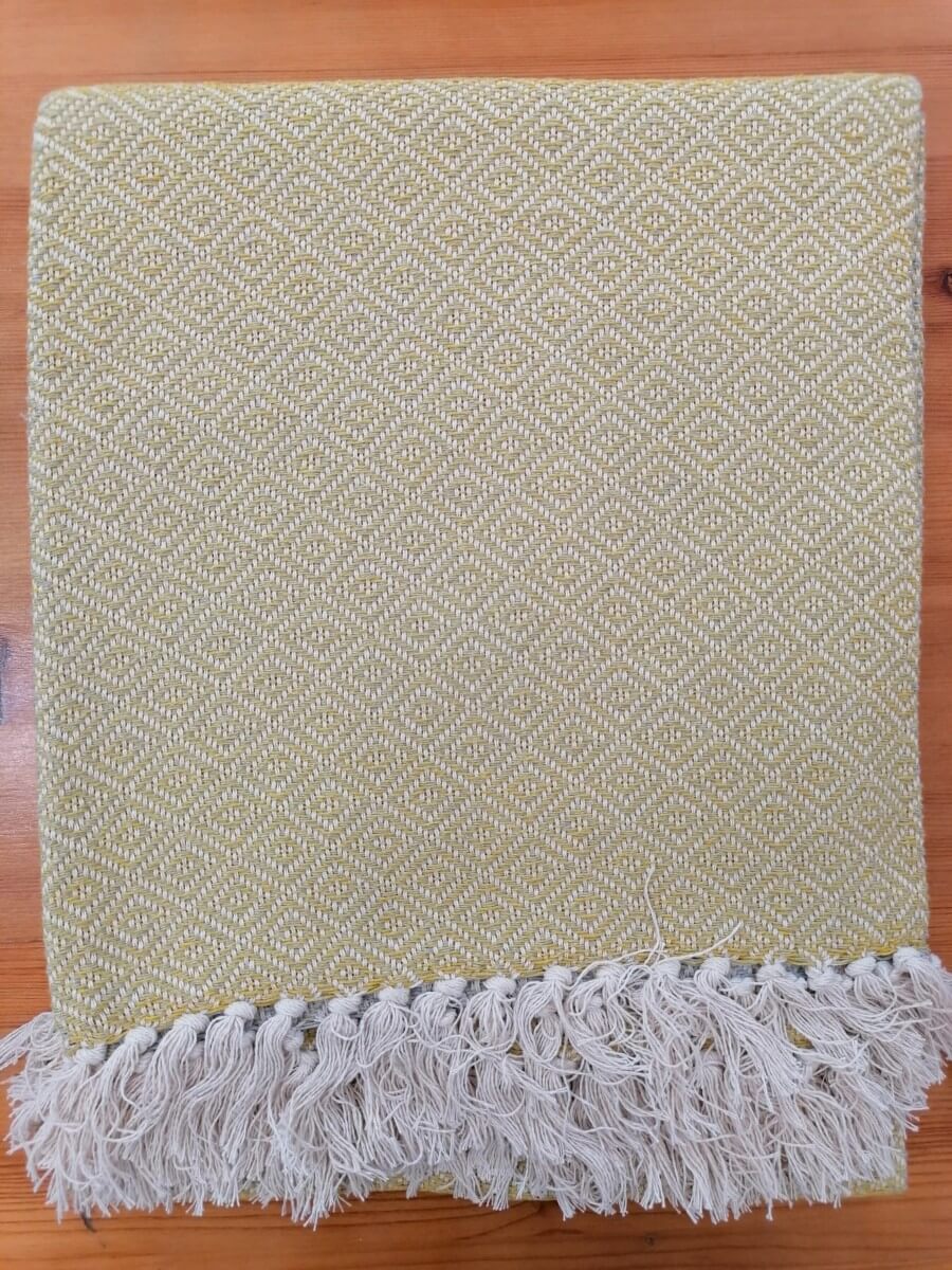Cotton Blankets - Yellow-Gray Diamond
