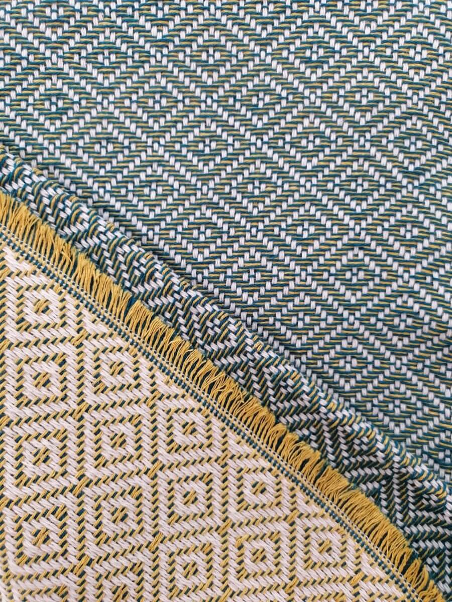 Cotton Blankets - Green-Yellow Diamond - detail
