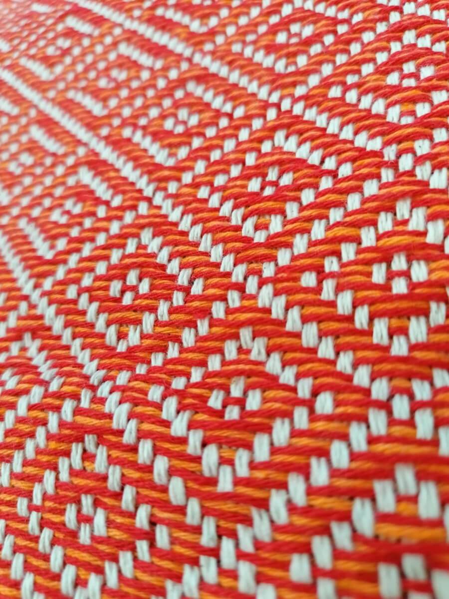 Cotton Blankets - Red-Orange Diamond - detail