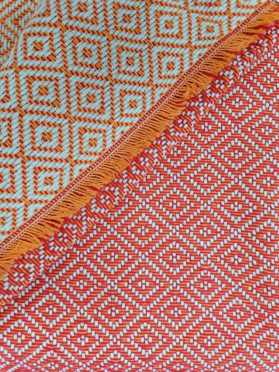 Cotton Blankets - Red-Orange Diamond - detail