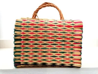 Traditional Portuguese reed baskets with striped
