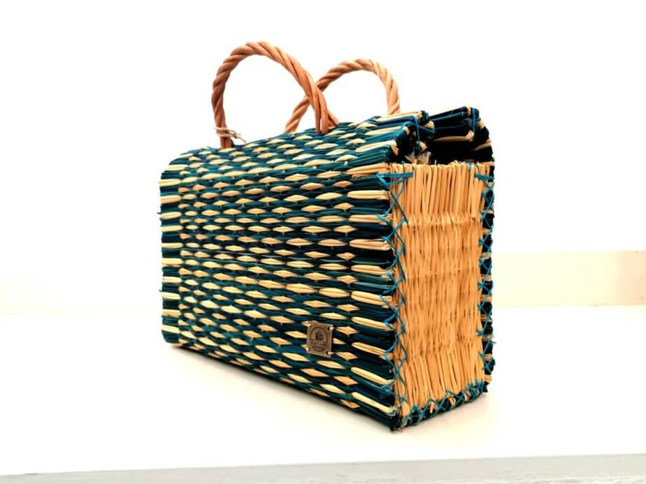 Vintage Reed Basket - blue