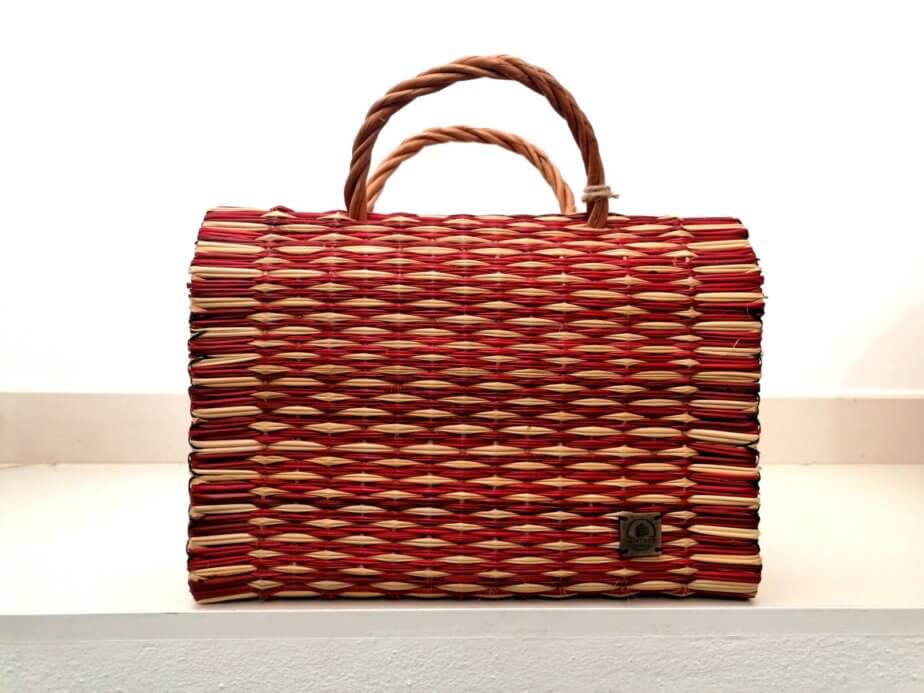 Vintage Reed Basket - red